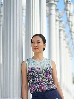 Ted Baker London Mint Trim Purple Floral Sleeveless Top